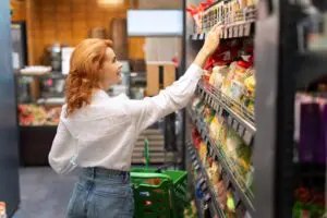 woman doing a food shop in m&s