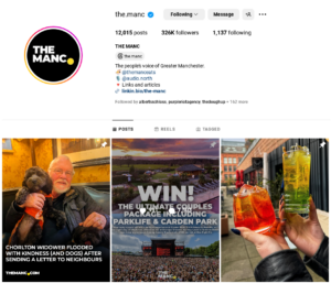 screenshot of the mancs instagram feed