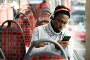 man using mobile for social media