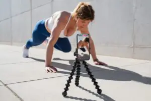 fitness influencer making a video