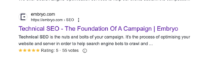technical seo serp result