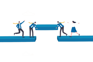 illustration of performing a trust exercise, demonstrating the building of trust signals