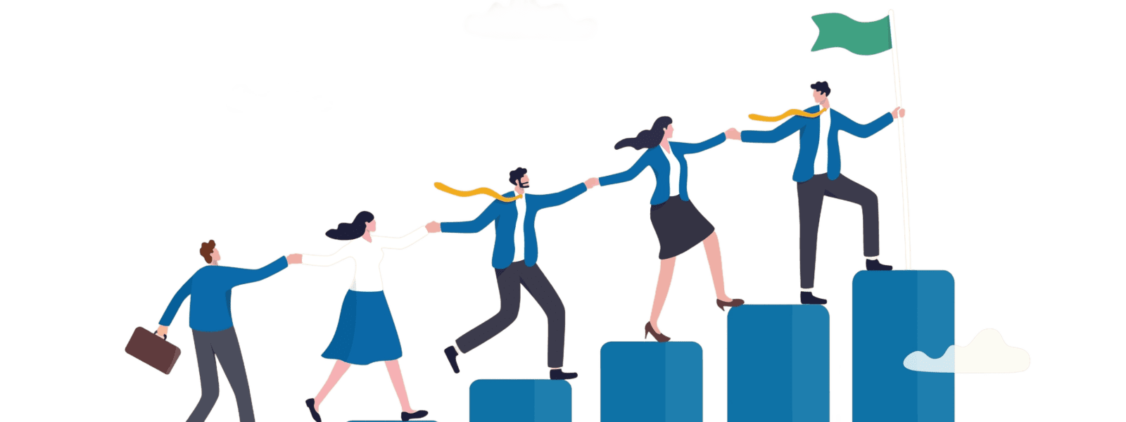 people climbing higher through teamwork