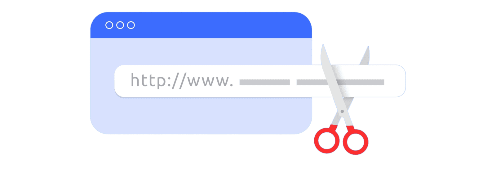 a pair of scissors cutting a url