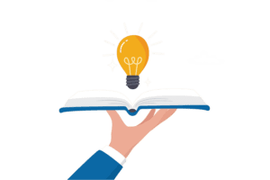 light bulb icon coming out of a book