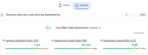 page speed insights example