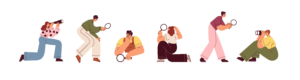 illustration of people doing research