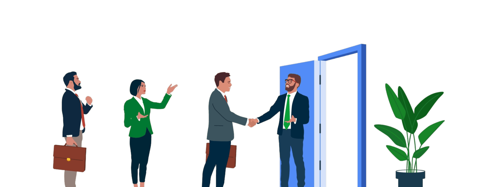 business owner shaking hands with seo freelancer candidates 