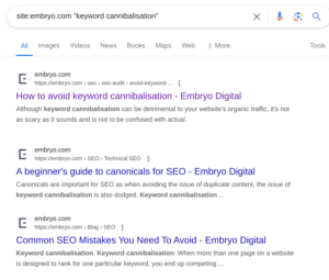 screenshot of serp
