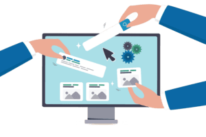 hands building a website, software developing 