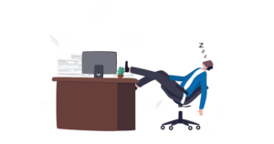 a worker being unproductive at their desk