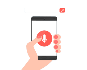 a user using the voice search function