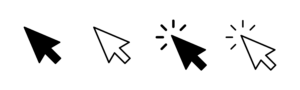 black and white click icons