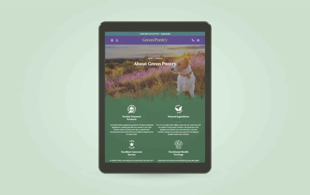 green pantry on a tablet