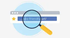 magnifying glass examining an seo-friendly url