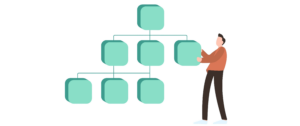 a man placing a block as part of a sitemap