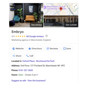embryo google business profile