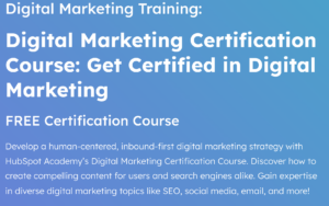 screenshot of opening page of hubspot's digital marketing course