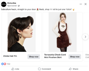 carousel of products as an advert on socials 