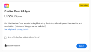 individuals pricing plan for creative cloud 