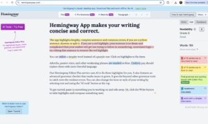 image showing hemmingway editor tool