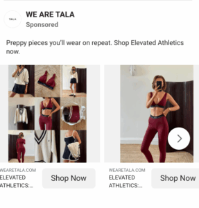 screenshot of tala social media carousel