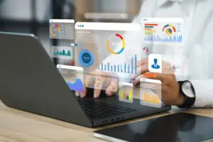 metrics and charts on computer screen