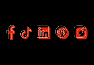 facebook logo, tiktok logo, linkedin logo, pinterest logo, instagram logo. all logos are paid social media platforms