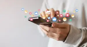 a phone representing social media marketing