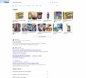 image of google serp for 'discontinued ice cream'