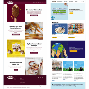 image comparing ben & jerry's website with that of häagen-dazs