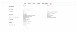 navigation on website for a law firm
