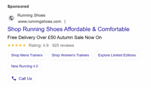 serp screenshot of running shoes
