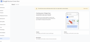 brand profiles in google merchant centre