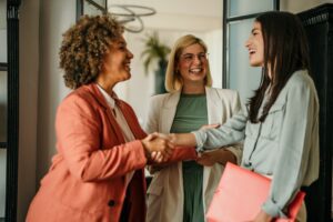 3 women networking and getting to know each other