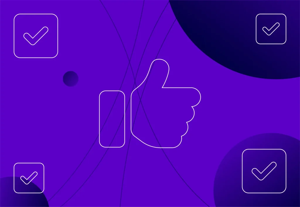 thumbs up icon with purple and navy