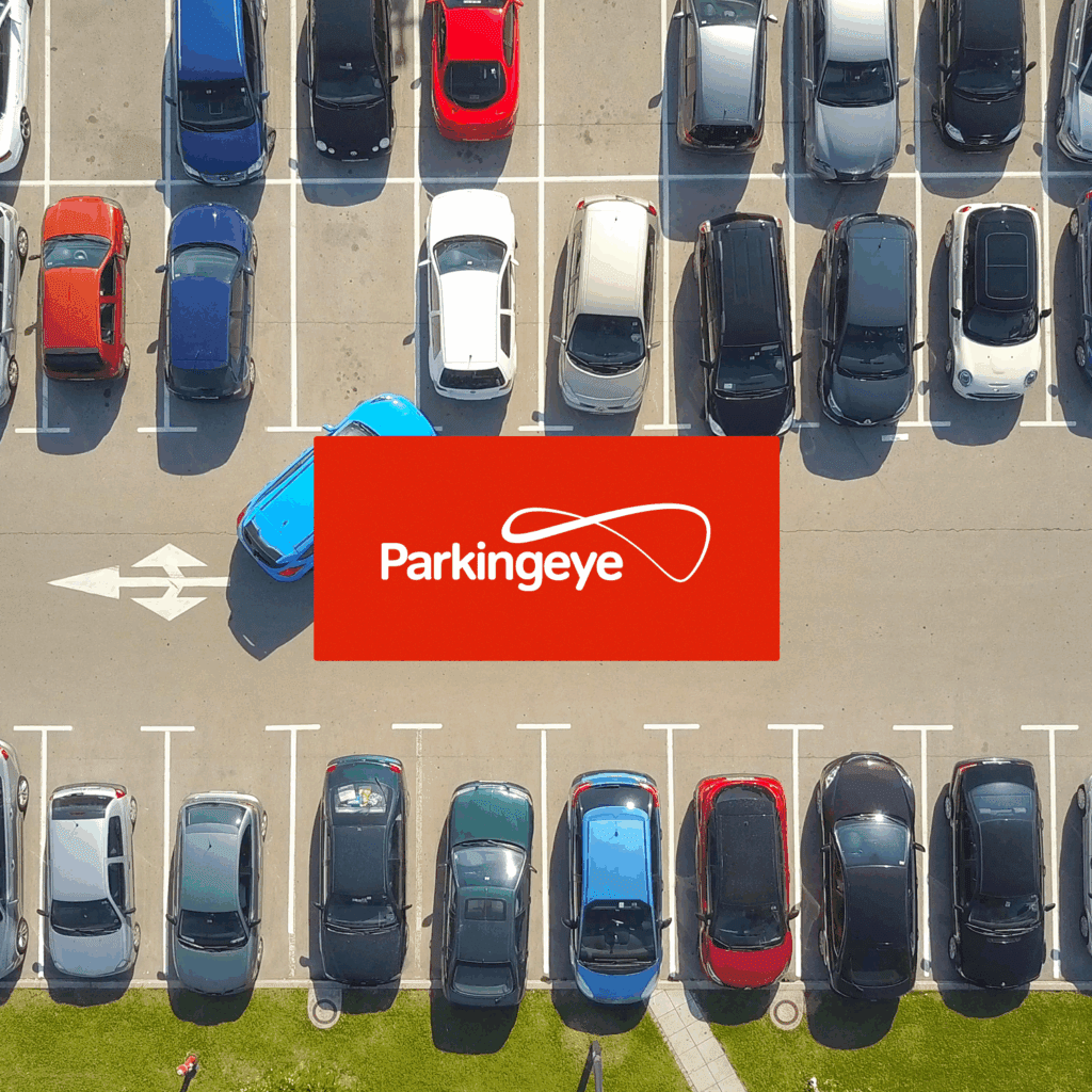 Image of ParkingEye's logo on image of car park, to represent Embryo's development case study