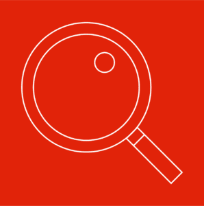Icon of a magnifying glass to represent keyword research
