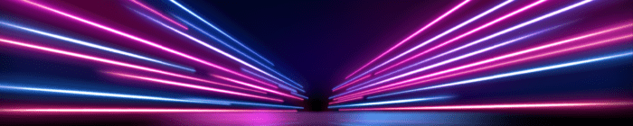 beams of cyan and magenta light showing futurism