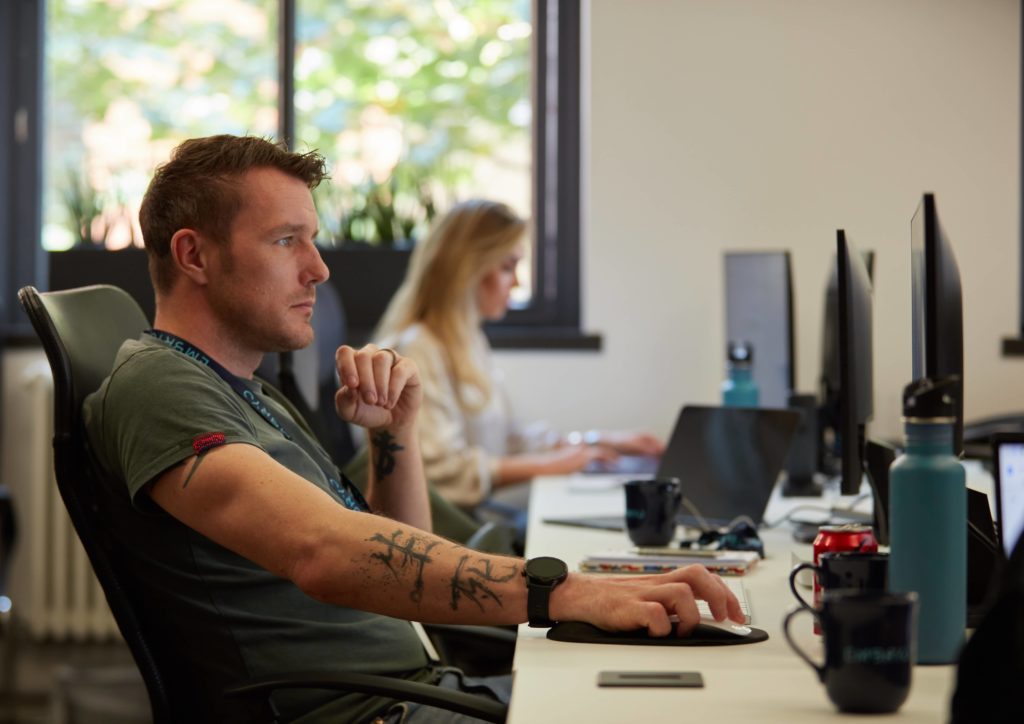 danny and emma working at the Embryo head office