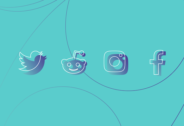 teal social media icons