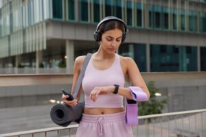 Girl ready to do a fitness class