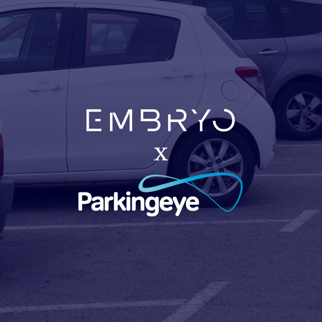 Embryo and Parkingeye logo on image of car