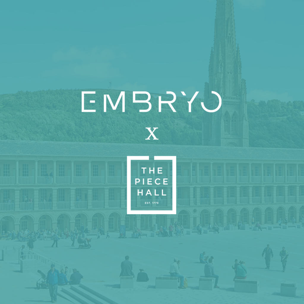 Embryo and The Piece Hall logo on image