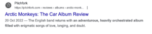 arctic monkeys album review serp screenshot