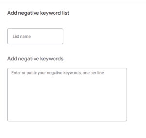 negative keyword list