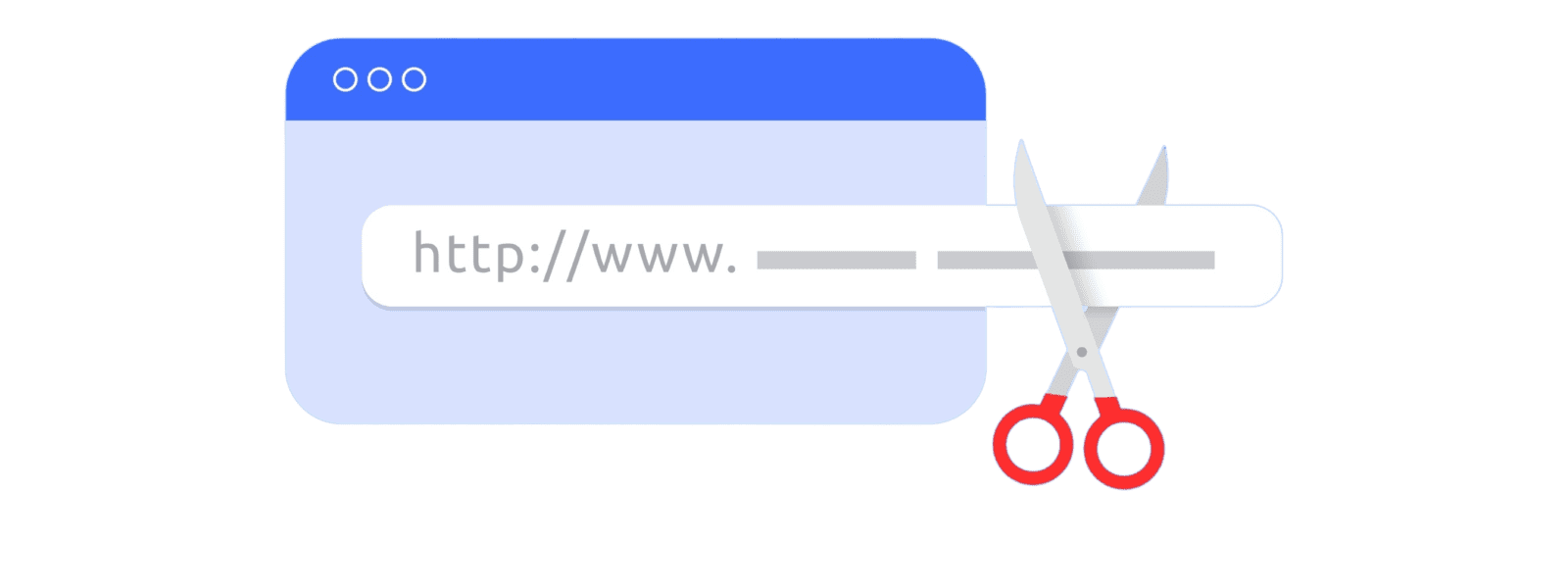 a pair of scissors cutting a url