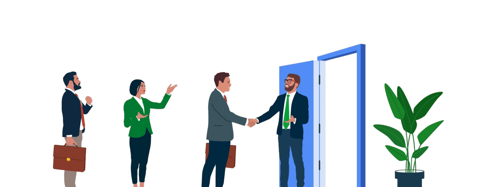 business owner shaking hands with seo freelancer candidates 