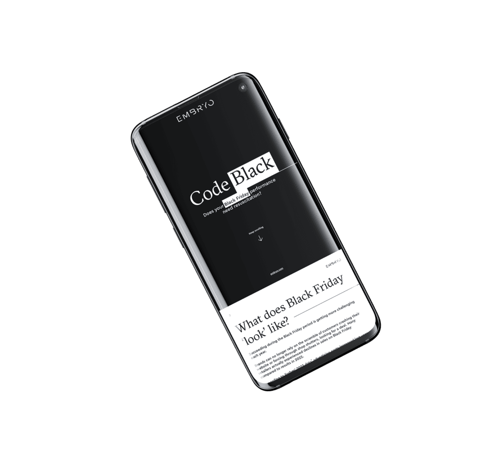 Code black by Embryo on a mobile screen