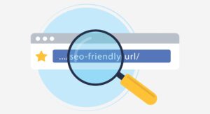 magnifying glass examining an seo-friendly url